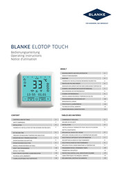Blanke ELOTOP TOUCH Operating Instructions Manual