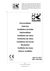 Team kalorik TKG VT 1017 Operating Instructions Manual