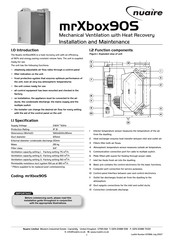 NuAire mrXbox90S Installation And Maintenance Manual