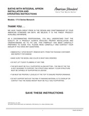 American Standard 1713 Monarch Series Installation And Operating Instructions Manual