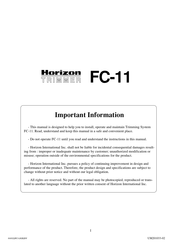 Horizon Fitness FC-11 Manual