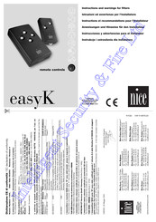 Nice easyK Series Instructions And Warnings For The Fitter