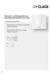 clage Home Server HSX Operating And Installation Instructions