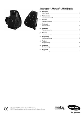 Invacare Matrx Mini Back User Manual