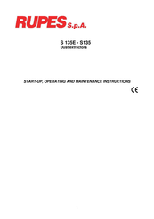 Rupes S 135E Start-Up, Operating And Maintenance Instructions