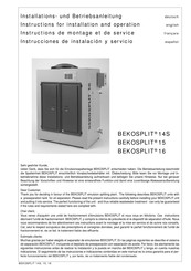 Beko BEKOSPLIT 15 Instructions For Installation And Operation Manual