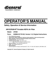 General AIR-SCRUB-R AF500 Operator's Manual