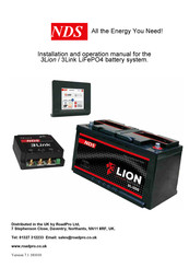 NDS LiFePO4 3L-100 Installation And Operation Manual
