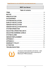 Orange Electronic M207 User Manual