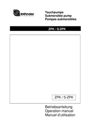 Zehnder Pumpen ZPK Series Operation Manual