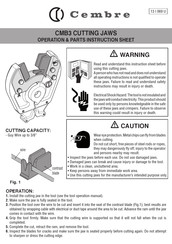 Cembre CMB3 Operation & Parts Instruction Sheet
