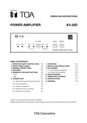TOA AV-20D Operating Instructions Manual
