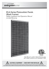 Evergreen Solar ES-A Series Safety, Installation, And Operation Manual
