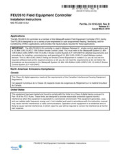 Johnson Controls MS-FEU2610-0U Installation Instructions Manual