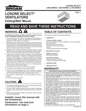 Broan LOSONE SELECT L400 Series Installation Manual