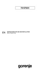 Gorenje 731579/01 Instructions For Use And Installation