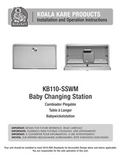Koala Kare KB110-SSWM Installation And Operation Instructions For