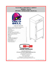 Carter-Hoffmann TACO BELL TB-916 Owner's/Operator's Manual