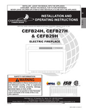 Continental Fireplaces CEFB27H Installation And Operating Instructions Manual