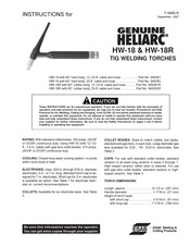 ESAB Genuine Heliarc HW-18R Instructions Manual