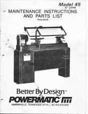 Powermatic 45 Maintenance Instructions And Parts List
