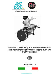 Fac F250 VO Installation, Operating And Service Instructions And Maintenance
