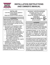 Empire Comfort Systems BFE24MTN Installation Instructions And Owner's Manual