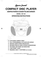 Lenoxx Sound CD-104 Operating Instructions Manual