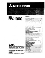 Mitsubishi BV-1000 Installation And Operation Manual