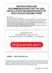 Kuppersbusch GKS 11742.0-35 F-UL Instructions And Recommendations For The Use, Installation And Maintenance