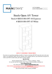 Mainstays BH18-084-097-44 Instruction Booklet
