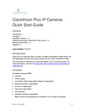 Clare Controls ClareVision Plus Series Quick Start Manual