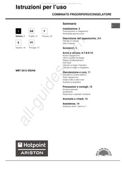 Hotpoint Ariston MBT 2012 IZS/HA Operating Instructions Manual