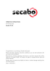 Secabo TC D2 Operating Instructions Manual