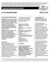 North American Tool 6795 Important Operating Instructions