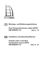 HomeMatic HM-WDS30-T-O Installation And Operating Manual