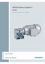 Siemens Worm Gearbox S 5 BA 2012 Operating Instructions Manual