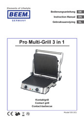 Beem Pro Multi-Grill 3 in 1 B9.001 Instruction Manual