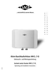 clage MH3-O Operating And Installation Instructions