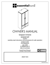 Dorel Ameriwood Essential Home Grayson Armoire 5534301KP Owner's Manual