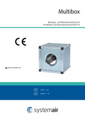 SystemAir MUB-EC Series Installation And Operating Instructions Manual