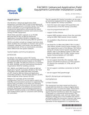 Johnson Controls FAC2612-1 Installation Manual