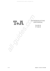 T+A PT 820 M User Manual