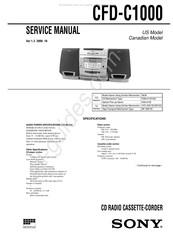 Sony CFD-C1000 - Boombox With Cd Service Manual