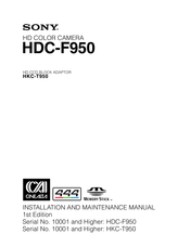 Sony HDC-F950 Installation And Maintenance Manual