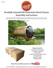 Dundalk LeisureCraft Panoramic Barrel Sauna Assembly Instructions Manual