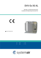 SystemAir DVV-Ex 800-XS Installation And Operating Instructions Manual