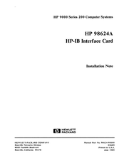 Hp 98624A Installation Notes