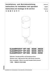 Beko CLEARPOINT HP100S045 Instructions For Installation And Operation Manual