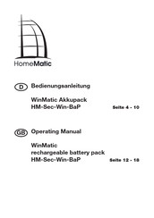HomeMatic WinMatic HM-Sec-Win-BaP Operating Manual